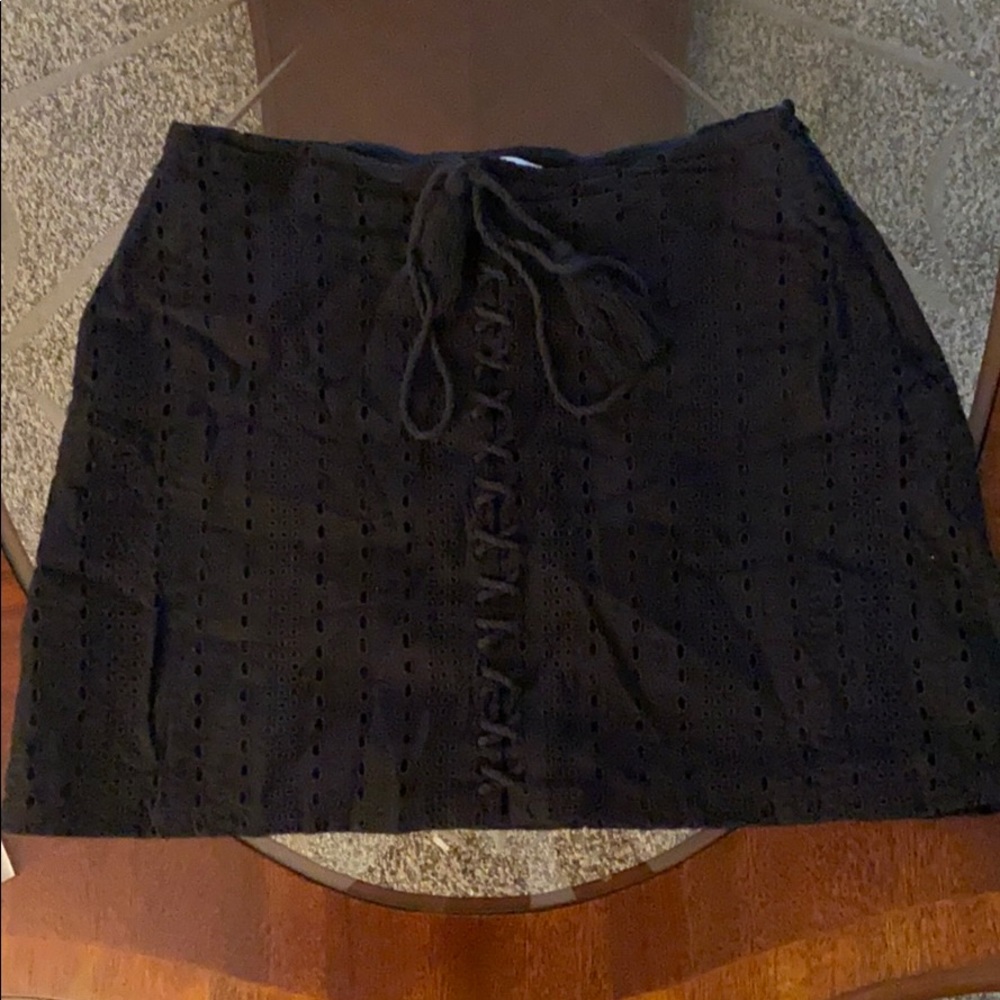 Leith Black Eyelet Tie-Front Skirt